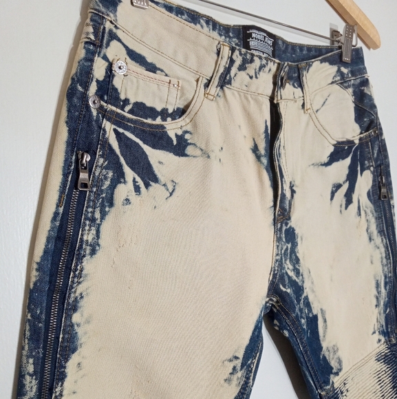 Noble Jeans Superior Standard Acid Wash Moto Jeans with Zippers - Picture 3 of 12